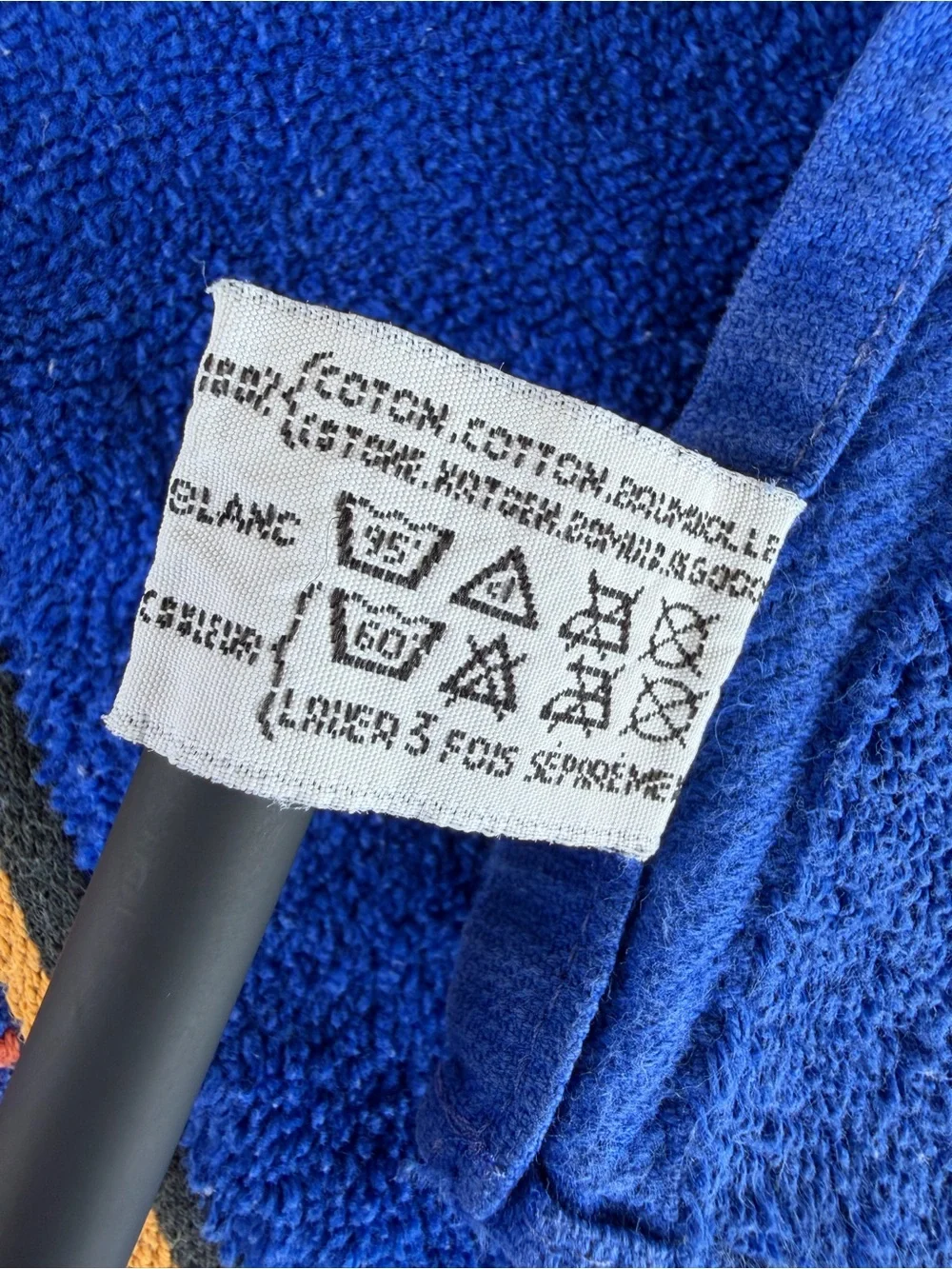 VTG Yves Saint Laurent YSL Bath Towel Bright Blue Embroidered Edge 25x41 France